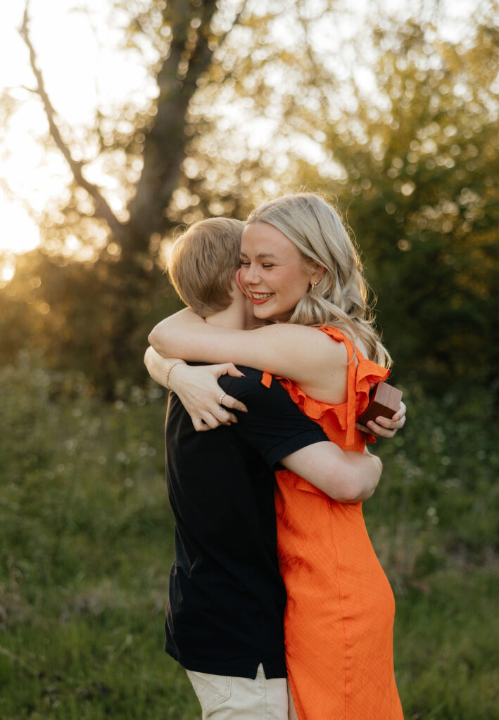 guy getting on one knee surprise proposal photos