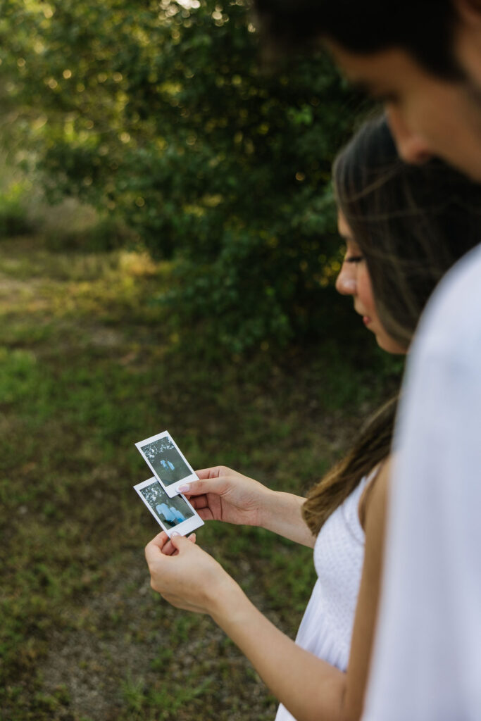 film inspired engagement photos with polaroid