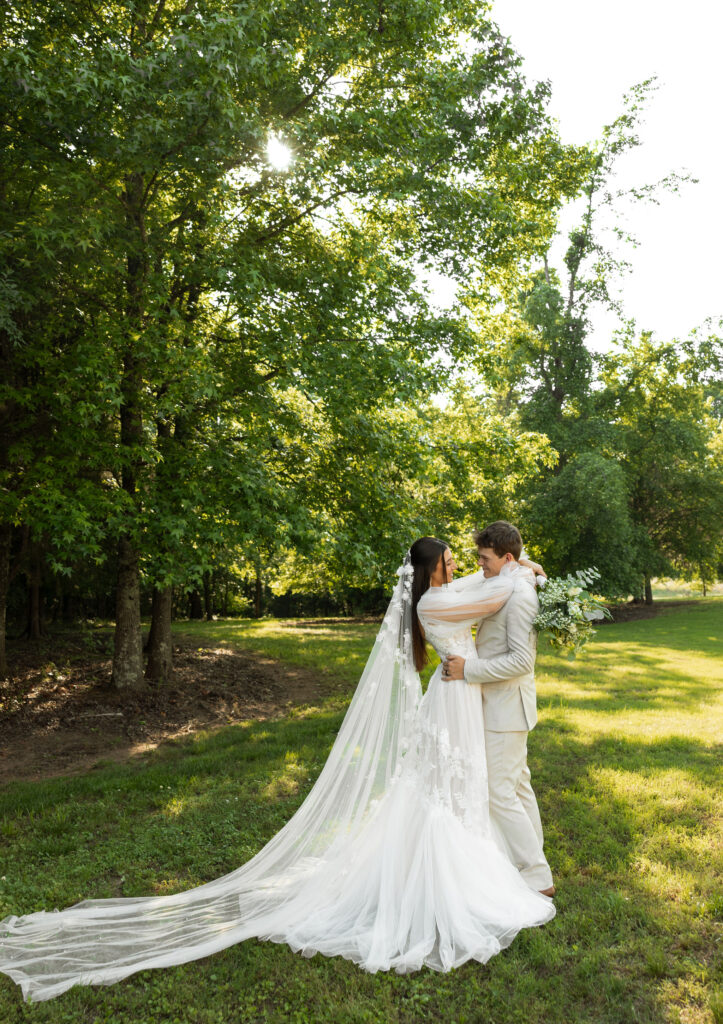 bride and groom portraits outdoors at heritage acres