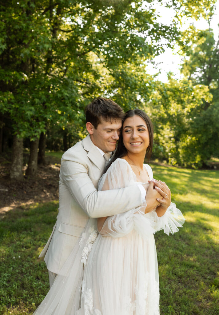 bride and groom portraits outdoors at heritage acres