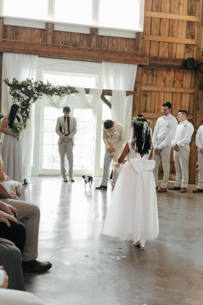 wedding ceremony in barn venue in arkansas