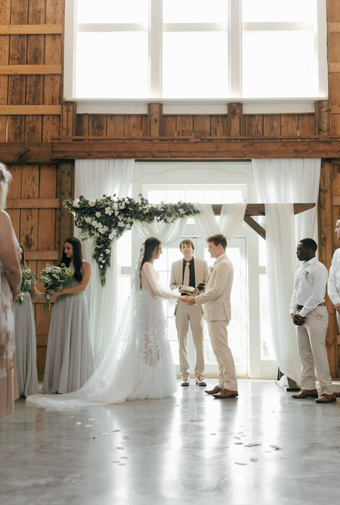 wedding ceremony in barn venue in arkansas