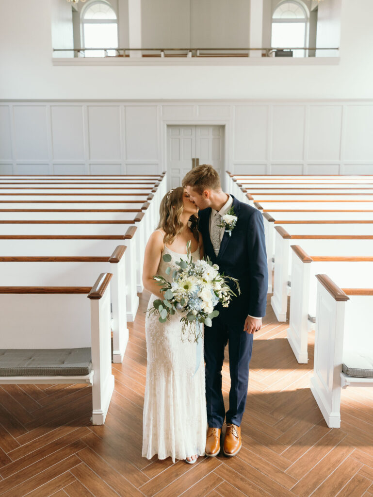 church wedding photos with bride and groom