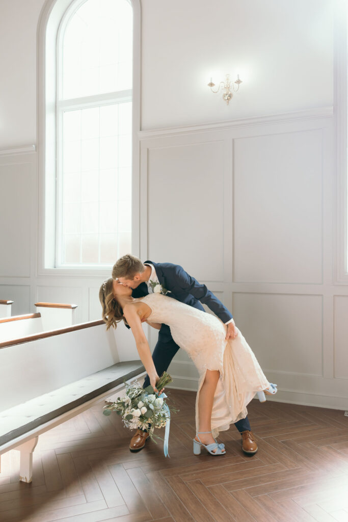 church wedding photos with bride and groom