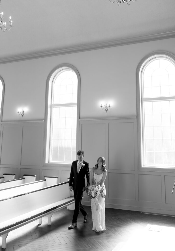 church wedding photos with bride and groom