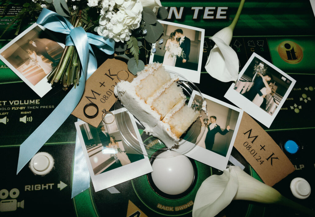 flash wedding reception photos with polaroids