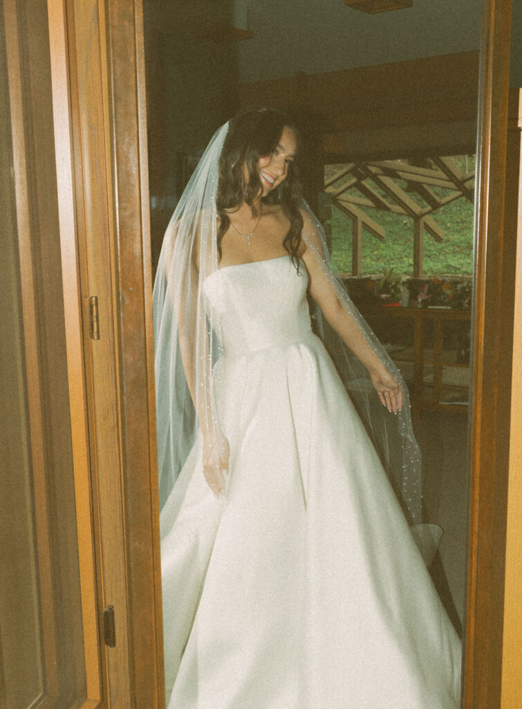 vintage film inspired wedding getting ready photos