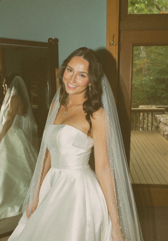 vintage film inspired wedding getting ready photos